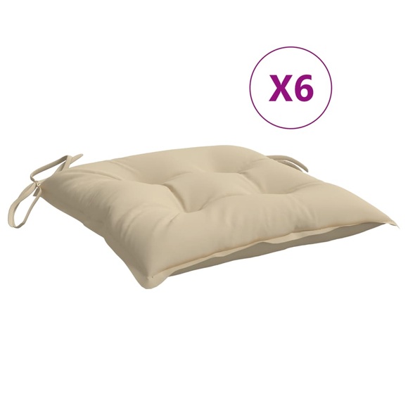 vidaXL Stuhlkissen 6 Stk. Beige 40x40x7 cm Stoff