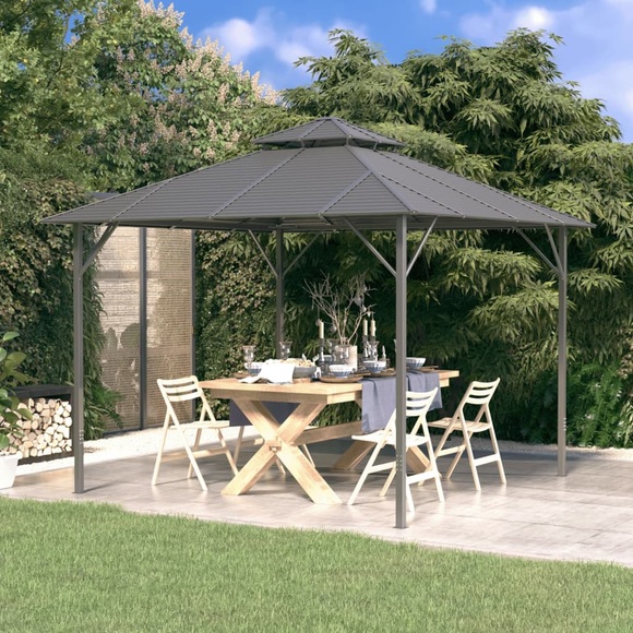 vidaXL Pavillon mit Doppeldach 3x3 m Anthrazit