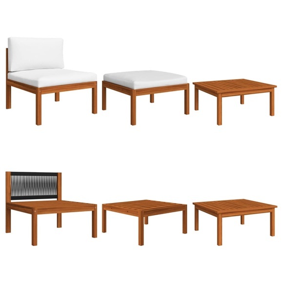 vidaXL 3-tlg. Garten-Lounge-Set mit Auflagen Akazie Massivholz