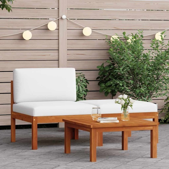 vidaXL 3-tlg. Garten-Lounge-Set mit Auflagen Akazie Massivholz