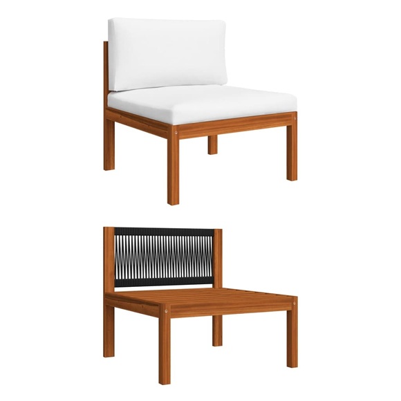 vidaXL Garten-Mittelsofa mit Auflagen Massivholz Akazie