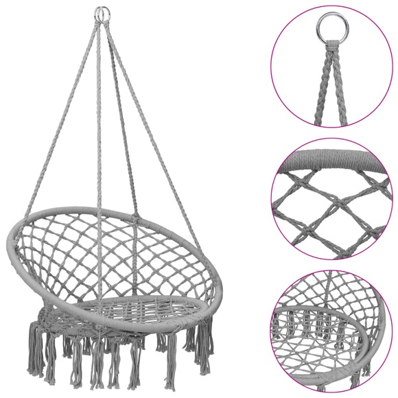 vidaXL Hängesessel 80 cm Grau