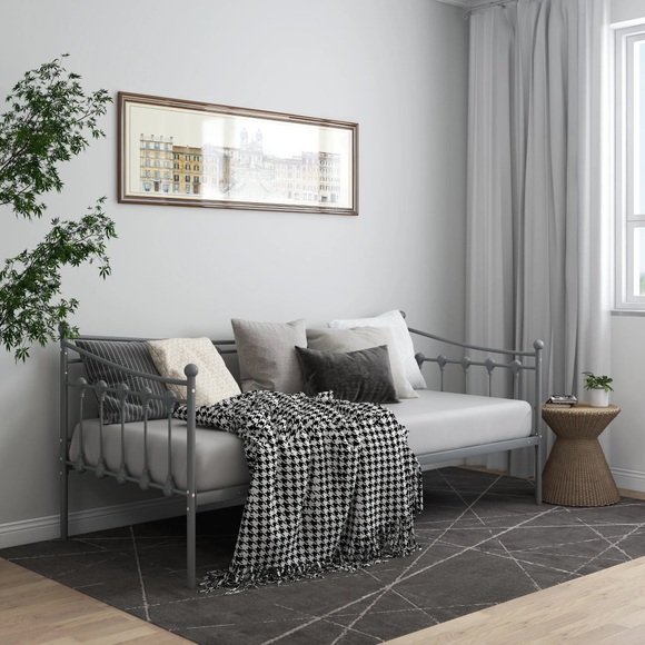 vidaXL Schlafsofa Bettgestell Grau Metall 90x200 cm