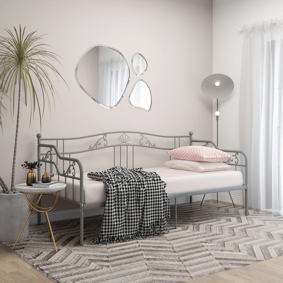 vidaXL Schlafsofa Bettgestell Grau Metall 90x200 cm