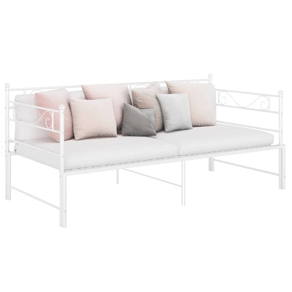 vidaXL Ausziehsofa Bettgestell Weiß Metall 90x200 cm