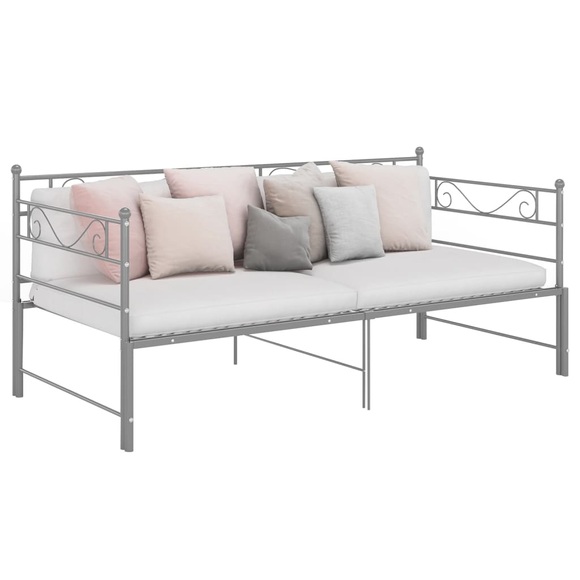 vidaXL Ausziehsofa Bettgestell Grau Metall 90x200 cm