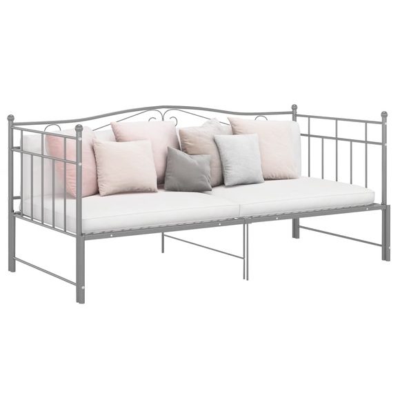 vidaXL Ausziehsofa Bettgestell Grau Metall 90x200 cm