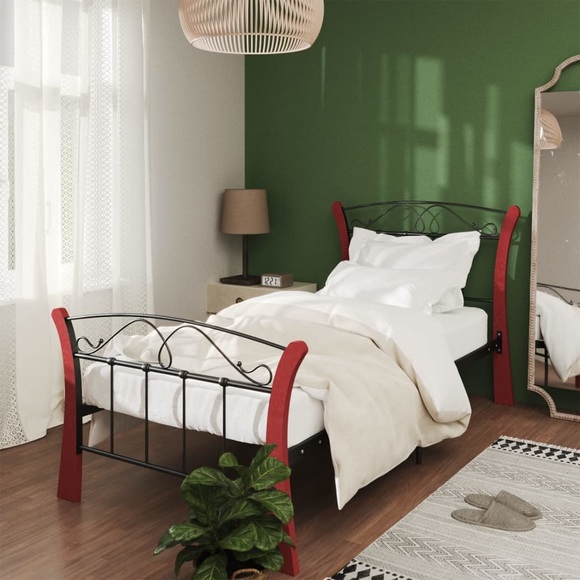 vidaXL Bett Schwarz Metall 90x200 cm