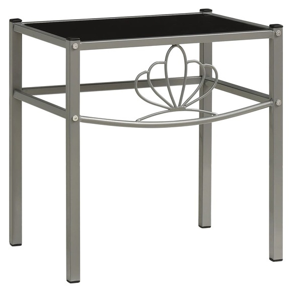 vidaXL Nachttisch Grau und Schwarz 42,5x33x44,5 cm Metall und Glas
