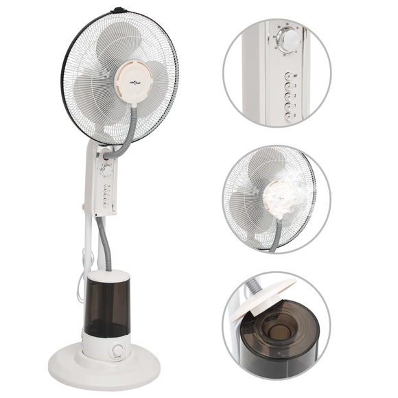 vidaXL Sprühnebel-Standventilator mit 3 Geschwindigkeiten Weiß