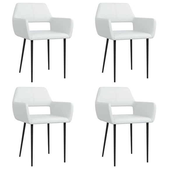 vidaXL Esszimmerstühle 4 Stk. Weiß Kunstleder