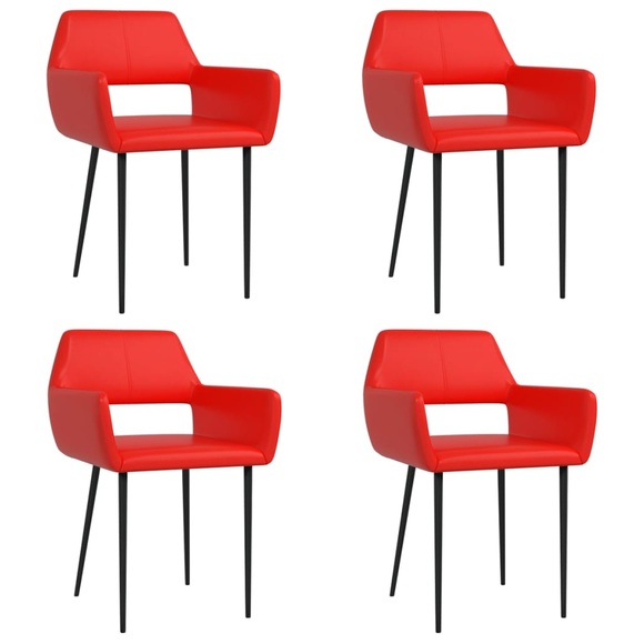 vidaXL Esszimmerstühle 4 Stk. Rot Kunstleder