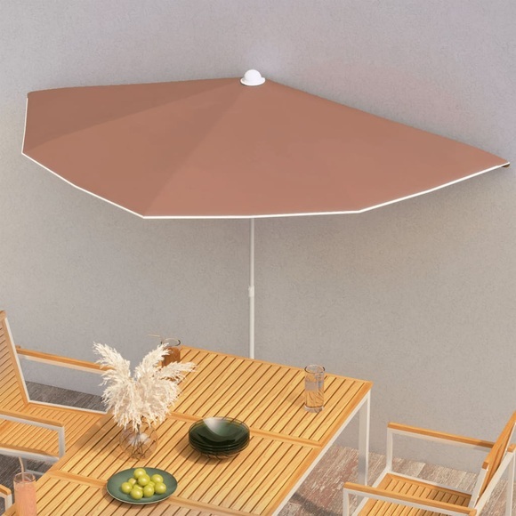vidaXL Halb-Sonnenschirm mit Mast 180x90 cm Terracotta-Rot