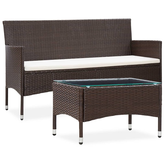 vidaXL 2-tlg. Garten-Lounge-Set mit Auflage Poly Rattan Braun