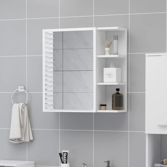 vidaXL Bad-Spiegelschrank Weiß 62,5x20,5x64 cm Spanplatte