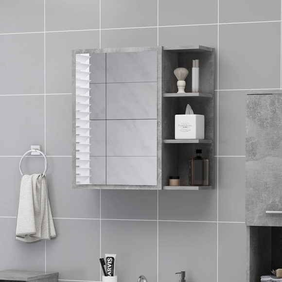 vidaXL Bad-Spiegelschrank Betongrau 62,5x20,5x64 cm Spanplatte