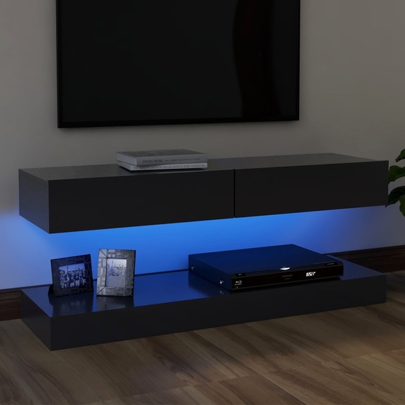 vidaXL TV-Schrank mit LED-Leuchten Grau 120x35 cm