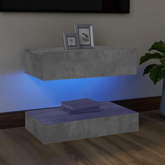 vidaXL TV-Schrank mit LED-Leuchten Betongrau 60x35 cm