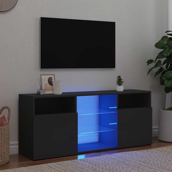 vidaXL TV-Schrank mit LED-Leuchten Hochglanz-Grau 120x30x50 cm