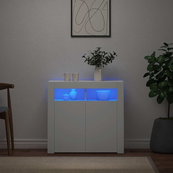 vidaXL Sideboard mit LED-Leuchten Weiß 80x35x75 cm