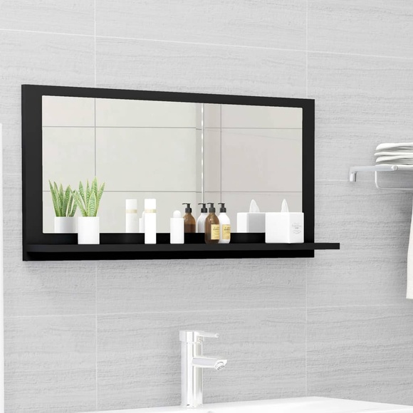 vidaXL Badspiegel Schwarz 80x10,5x37 cm Spanplatte