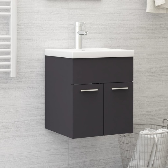 vidaXL Waschbeckenunterschrank Grau 41x38,5x46 cm Spanplatte