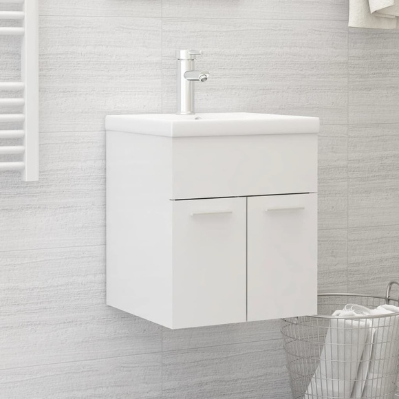 vidaXL Waschbeckenunterschrank Hochglanz-Weiß 41x38,5x46 cm Spanplatte