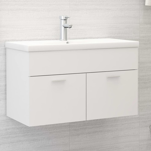 vidaXL Waschbeckenunterschrank Weiß 80x38,5x46 cm Spanplatte