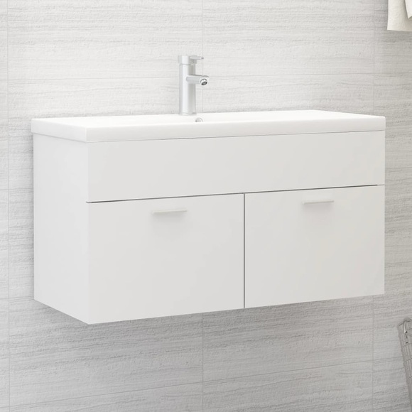 vidaXL Waschbeckenunterschrank Weiß 90x38,5x46 cm Spanplatte