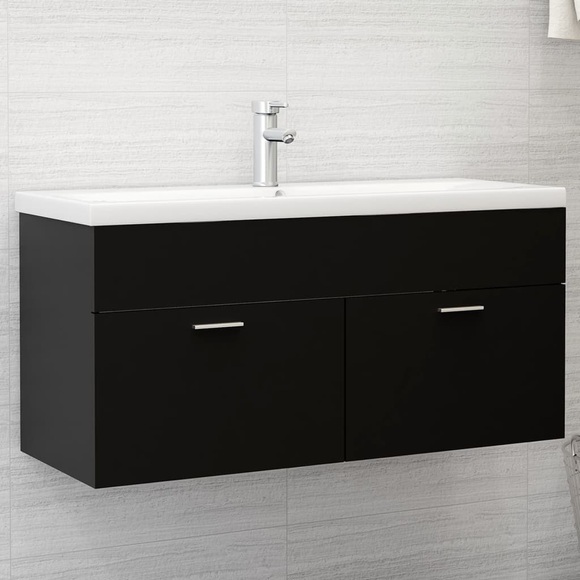 vidaXL Waschbeckenunterschrank Schwarz 100x38,5x46 cm Spanplatte