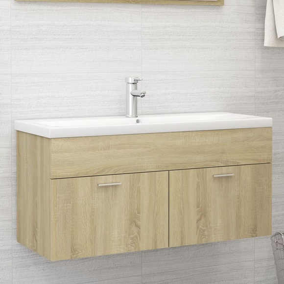 vidaXL Waschbeckenunterschrank Sonoma-Eiche 100x38,5x46 cm Spanplatte