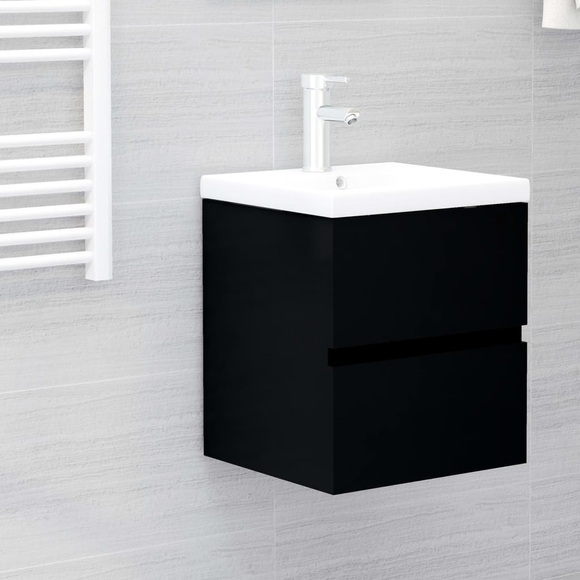 vidaXL Waschbeckenunterschrank Schwarz 41x38,5x45 cm Spanplatte