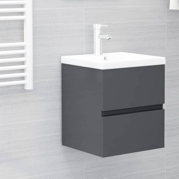 vidaXL Waschbeckenunterschrank Grau 41x38,5x45 cm Spanplatte