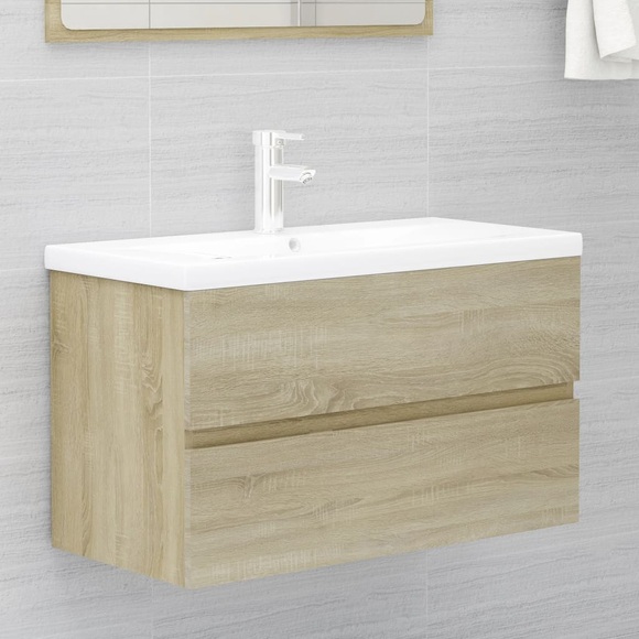 vidaXL Waschbeckenunterschrank Sonoma-Eiche 80x38,5x45 cm Spanplatte