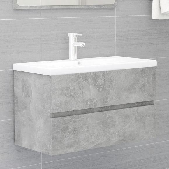 vidaXL Waschbeckenunterschrank Betongrau 80x38,5x45 cm Spanplatte