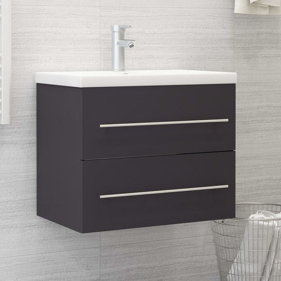 vidaXL Waschbeckenunterschrank Grau 60x38,5x48 cm Spanplatte