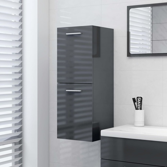 vidaXL Badezimmerschrank Hochglanz-Grau 30x30x80 cm Holzwerkstoff
