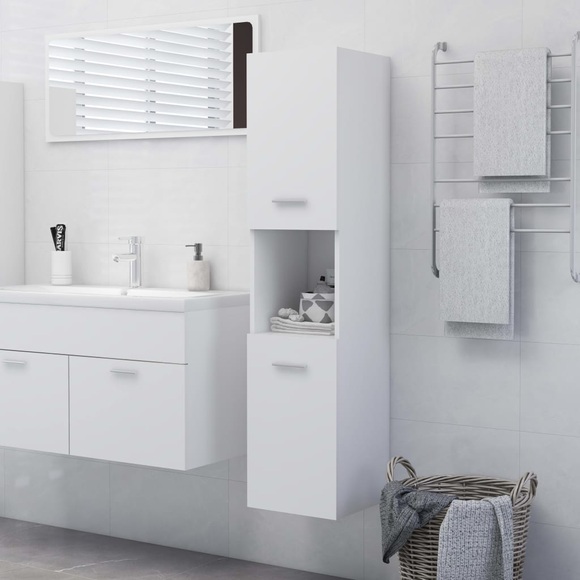 vidaXL Badezimmerschrank Weiß 30x30x130 cm Spanplatte