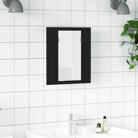 vidaXL LED-Bad-Spiegelschrank Schwarz 40x12x45 cm