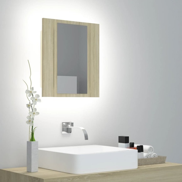 vidaXL LED-Bad-Spiegelschrank Sonoma-Eiche 40x12x45 cm