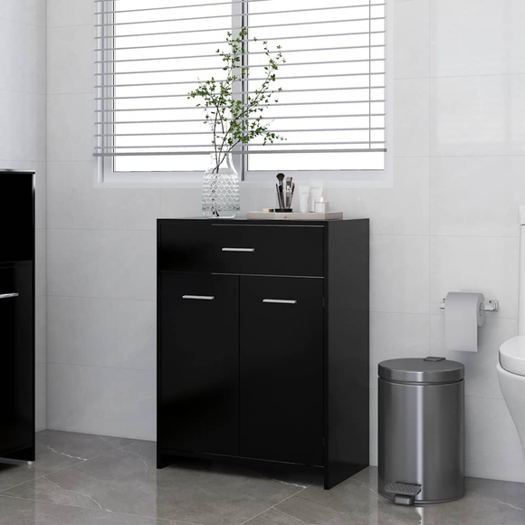 vidaXL Badezimmerschrank Schwarz 60x33x80 cm Spanplatte