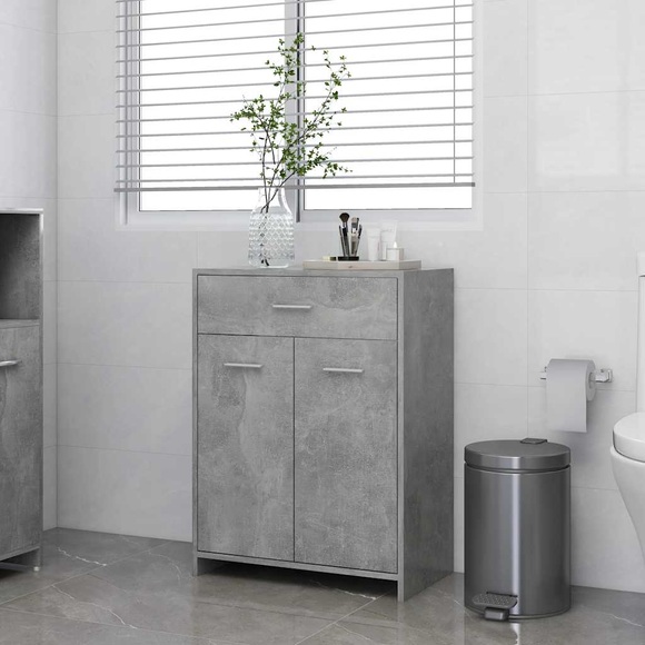 vidaXL Badezimmerschrank Betongrau 60x33x80 cm Spanplatte