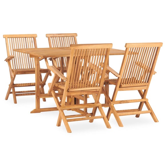 vidaXL 5-tlg. Garten-Essgruppe Klappbar Massivholz Teak