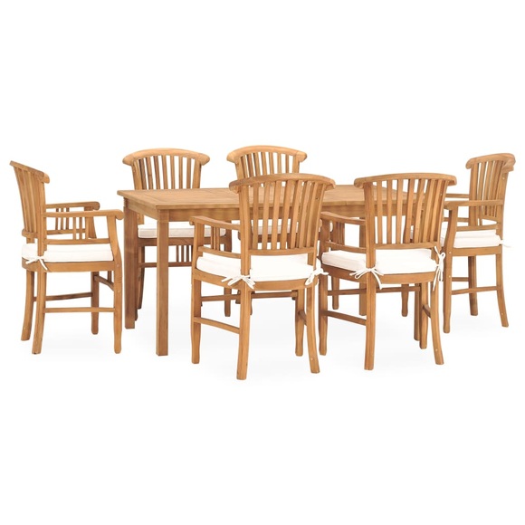vidaXL 7-tlg. Garten-Essgruppe mit Kissen Massivholz Teak