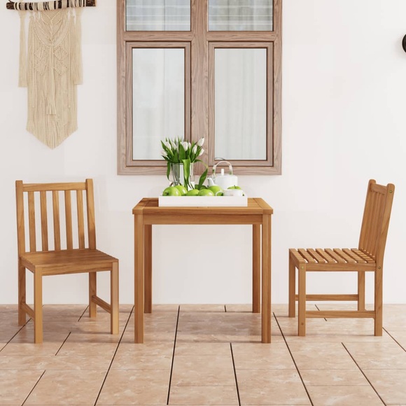 vidaXL 3-tlg. Garten-Essgruppe Teak Massivholz