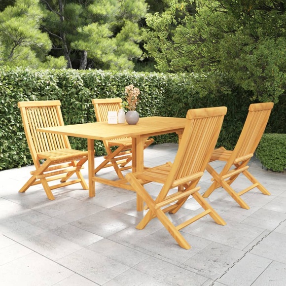 vidaXL 5-tlg. Garten-Essgruppe Massivholz Teak