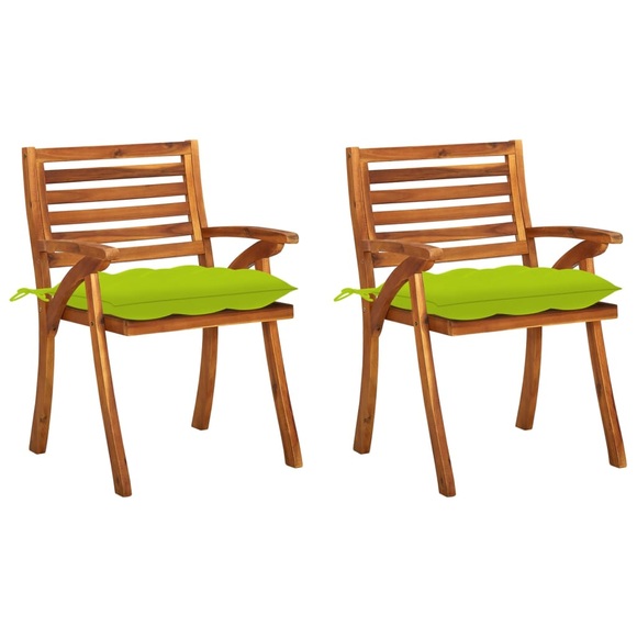 vidaXL Garten-Essstühle mit Kissen 2 Stk. Massivholz Akazie