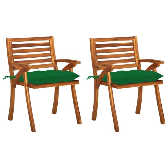 vidaXL Garten-Essstühle mit Kissen 2 Stk. Massivholz Akazie