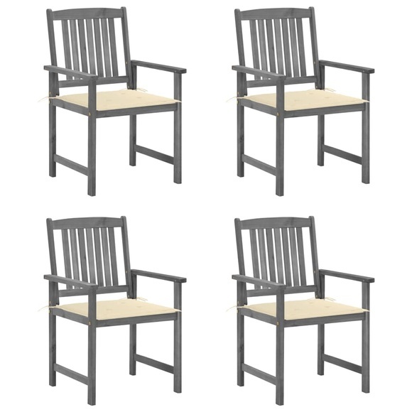 vidaXL Regiestühle mit Kissen 4 Stk. Grau Massivholz Akazie