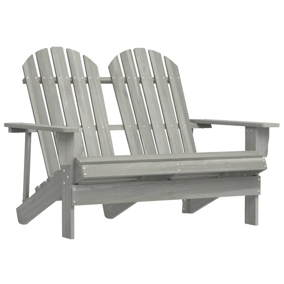 vidaXL 2-Sitzer Adirondack-Gartenbank Massivholz Tanne Grau